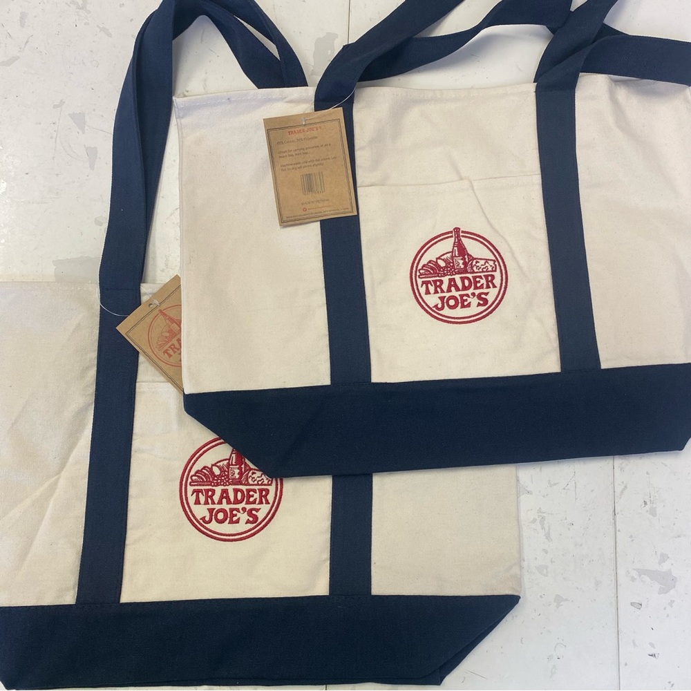 NEW set of 2 Trader Joe's canvas tote bags